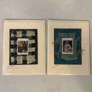 Elisa Goodman Custom Collage Stamp Art Greeting Cards Piccaso Maldives Lot Of 2